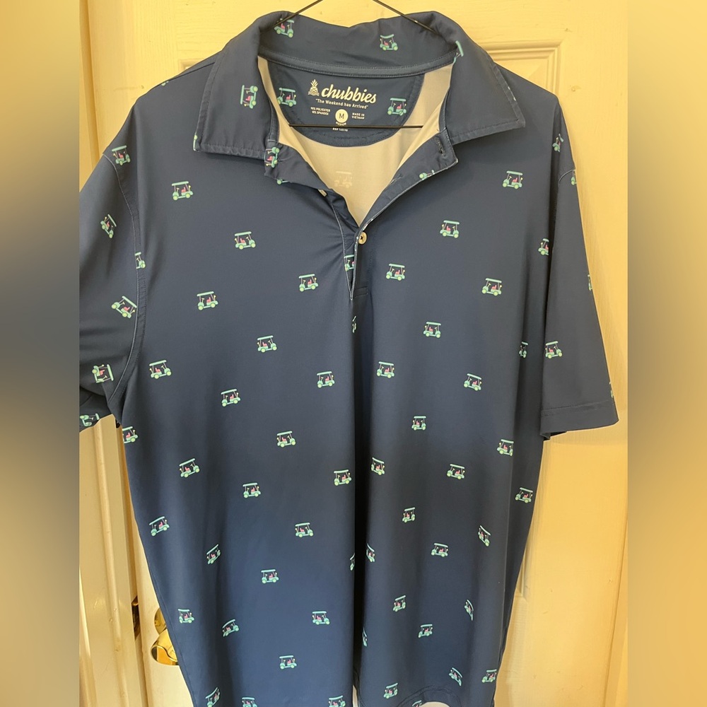 Chubbies Blue Polo Shirt with Geometric Pattern